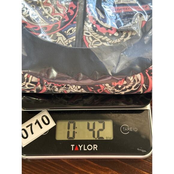 Vineyard Vines 100%Silk Sleeveless Top S Navy Pink White Paisley Print Coastal - Picture 9 of 9